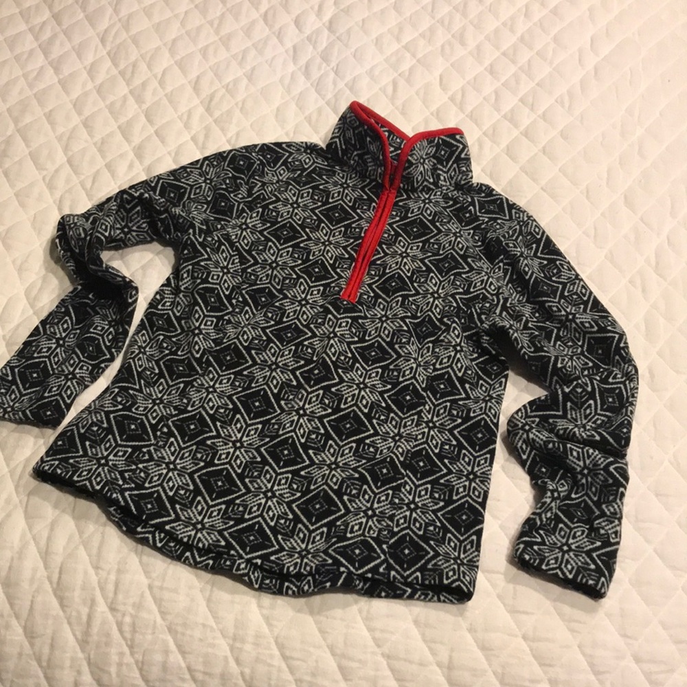 Black and White Snowflake Printed Quarter Zip Fleece